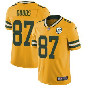 Packers #87 Romeo Doubs Yellow Youth 100th Season Stitched NFL Limited Rush Jersey