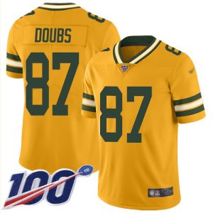 Packers #87 Romeo Doubs Gold Youth Stitched NFL Limited Inverted Legend 100th Season Jersey