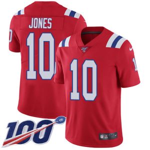 Patriots #10 Mac Jones Red Alternate Youth Stitched NFL 100th Season Vapor Limited Jersey