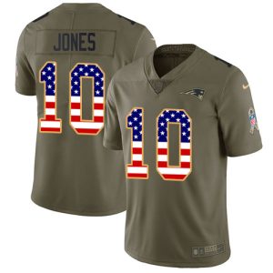 Patriots #10 Mac Jones Olive/USA Flag Youth Stitched NFL Limited 2024 Salute To Service Jersey