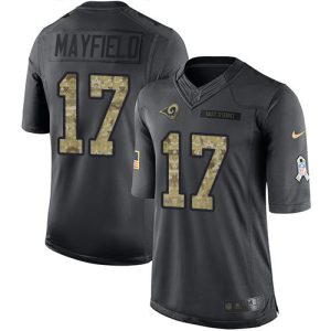 rams #17 baker mayfield black youth stitched nfl limited 2024 salute to service cheap jersey