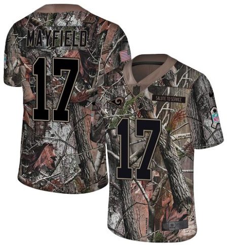 rams #17 baker mayfield camo youth stitched nfl limited rush realtree wholesale jersey