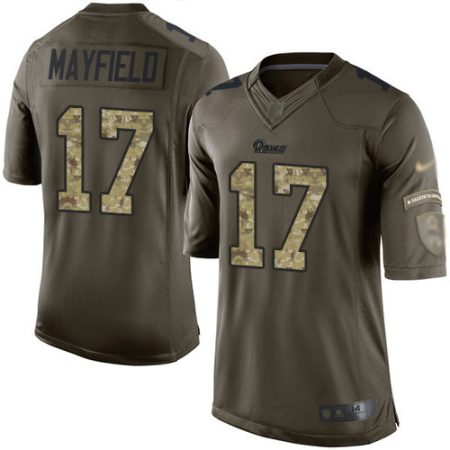 rams #17 baker mayfield green youth stitched nfl limited 2024 salute to service wholesale jersey