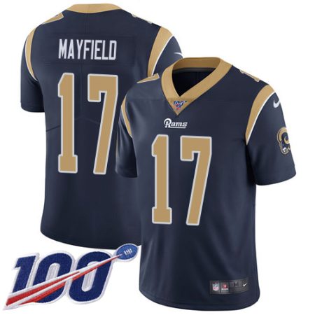 rams #17 baker mayfield navy blue team color youth stitched nfl 100th season vapor untouchable limited elite jersey