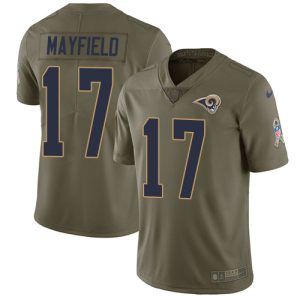 elite Rams #17 Baker Mayfield Olive Youth Stitched NFL Limited 2024 Salute To Service Jersey