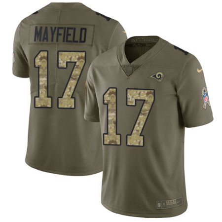 rams #17 baker mayfield olive/camo youth stitched nfl limited 2024 salute to service cheap jersey