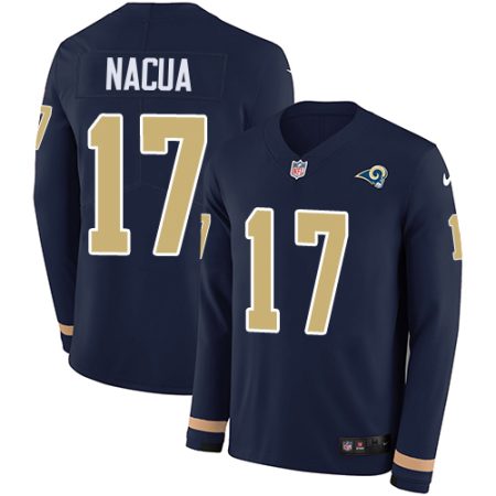 cheap Rams #17 Puka Nacua Navy Blue Team Color Youth Stitched NFL Limited Therma Long Sleeve Jersey