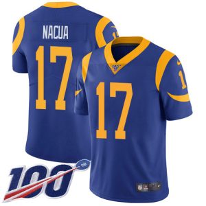 Rams #17 Puka Nacua Royal Blue Alternate Youth Stitched NFL 100th Season Vapor Untouchable Limited Jersey