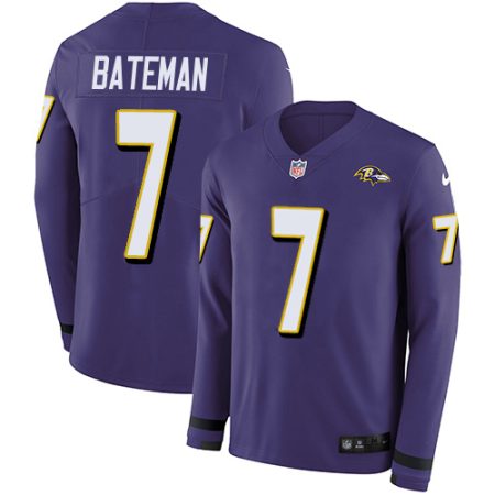 Ravens #7 Rashod Bateman Purple Team Color Youth Stitched NFL Limited Therma Long Sleeve Jersey