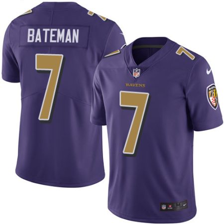 elite Ravens #7 Rashod Bateman Purple Youth Stitched NFL Limited Rush Jersey