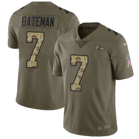 Ravens #7 Rashod Bateman Olive/Camo Youth Stitched NFL Limited 2024 Salute To Service Jersey