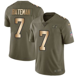 Ravens #7 Rashod Bateman Olive/Gold Youth Stitched NFL Limited 2024 Salute To Service Jersey