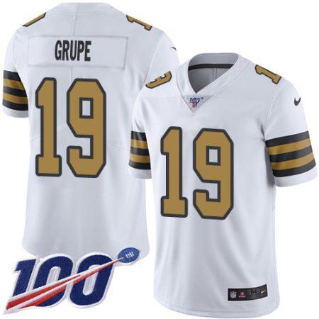 Saints #19 Blake Grupe White Youth Stitched NFL Limited Rush 100th Season Jersey