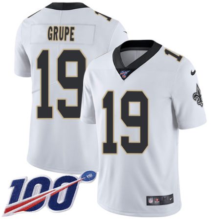 Saints #19 Blake Grupe White Youth Stitched NFL 100th Season Vapor Limited Jersey