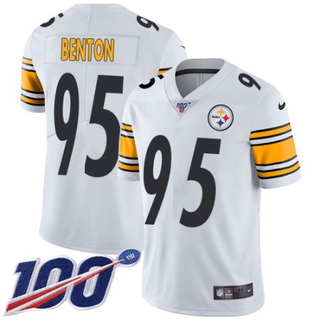 cheap Steelers #95 Keeanu Benton White Youth Stitched NFL 100th Season Vapor Limited Jersey