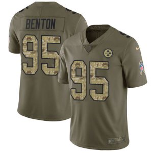 steelers #95 keeanu benton olive/camo youth stitched nfl limited 2024 salute to service elite jersey