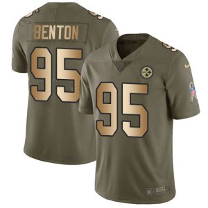 Steelers #95 Keeanu Benton Olive/Gold Youth Stitched NFL Limited 2024 Salute To Service Jersey