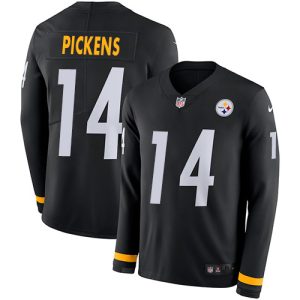 cheap Steelers #14 George Pickens Black Team Color Youth Stitched NFL Limited Therma Long Sleeve Jersey