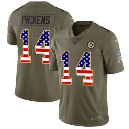 Steelers #14 George Pickens Olive/USA Flag Youth Stitched NFL Limited 2024 Salute To Service Jersey