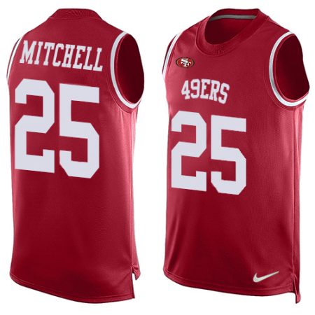 cheap 49ers #25 Elijah Mitchell Red Team Color Men's Stitched NFL Limited Tank Top Jersey