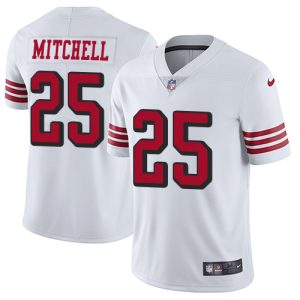 49ers #25 Elijah Mitchell White Rush Men's Stitched NFL Vapor Untouchable Limited Jersey