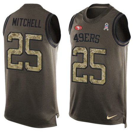 49ers #25 Elijah Mitchell Green Men's Stitched NFL Limited Salute To Service Tank Top Jersey