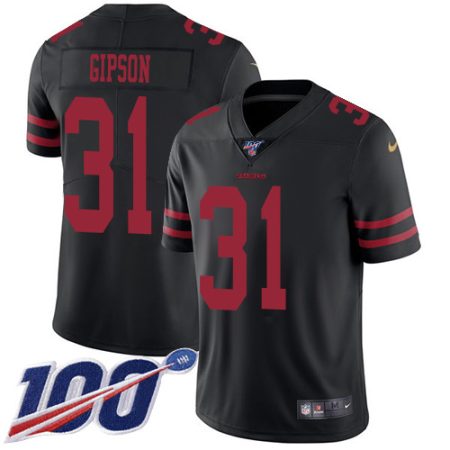 49ers #31 Tashaun Gipson Black Alternate Men's Stitched NFL 100th Season Vapor Limited Jersey