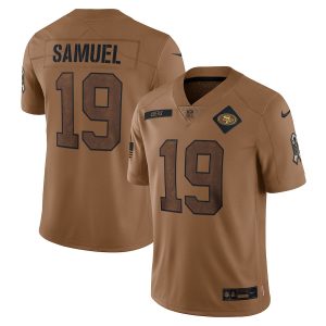 san francisco 49ers #19 deebo samuel men's 2024 salute to service limited wholesale jersey - brown