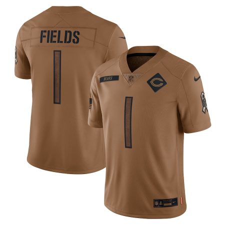 chicago bears #1 justin fields men's 2024 salute to service limited elite jersey - brown