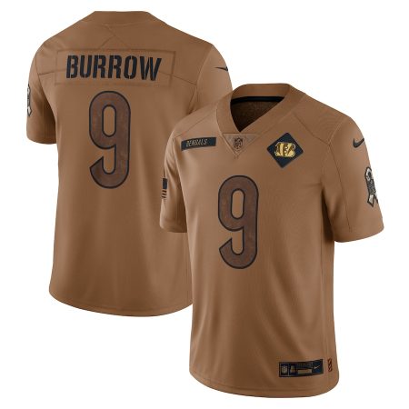 Bengals #9 Joe Burrow Men's 2024 Salute To Service Limited Jersey - Brown