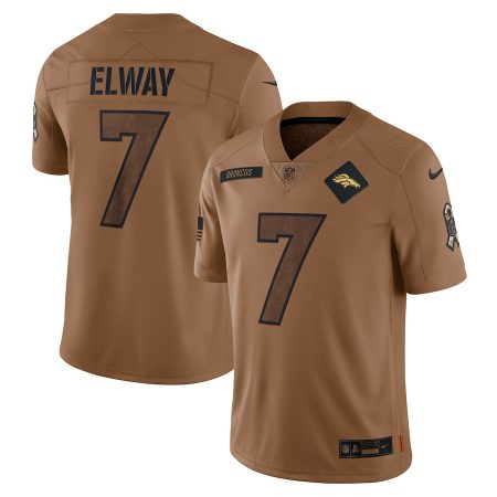 cheap Denver Broncos #7 John Elway Men's 2024 Salute To Service Limited Jersey - Brown