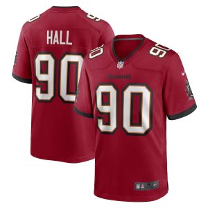 Tampa Bay Buccaneers #90 Logan Hall Men's NFL Game Jersey - Red