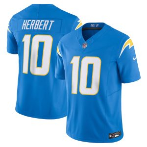 los angeles chargers #10 justin herbert men's blue vapor f.u.s.e. limited elite jersey