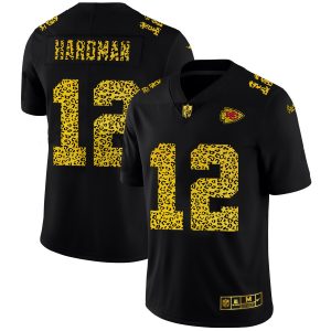 cheap Kansas City Chiefs #12 Mecole Hardman Men's Leopard Print Fashion Vapor Limited NFL Jersey Black