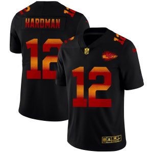 Kansas City Chiefs #12 Mecole Hardman Men's Black Red Orange Stripe Vapor Limited NFL Jersey