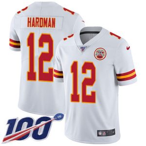 cheap Chiefs #12 Mecole Hardman White Men's Stitched NFL 100th Season Vapor Limited Jersey