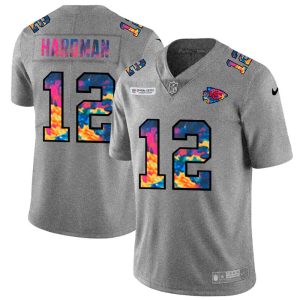 Kansas City Chiefs #12 Mecole Hardman Men's Multi-Color 2024 NFL Crucial Catch NFL Jersey Greyheather