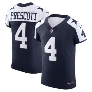 dallas cowboys #4 dak prescott men's navy vapor f.u.s.e. elite elite jersey