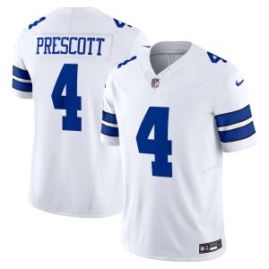 dallas cowboys #4 dak prescott men's white vapor f.u.s.e. limited elite jersey