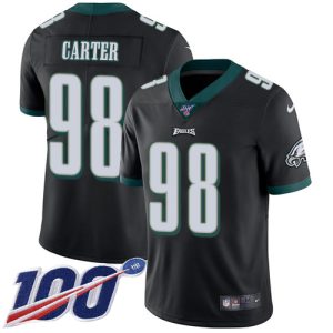 Eagles #98 Jalen Carter Black Alternate Men's Stitched NFL 100th Season Vapor Untouchable Limited Jersey