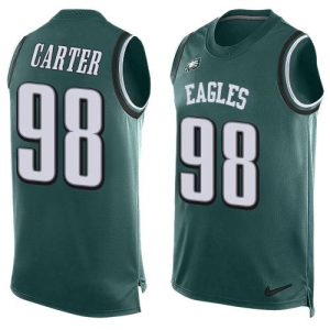 eagles #98 jalen carter green team color men's stitched nfl limited tank top elite jersey