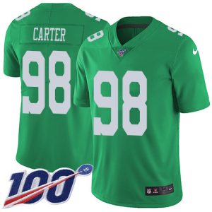 Eagles #98 Jalen Carter Green Men's Stitched NFL Limited Rush 100th Season Jersey