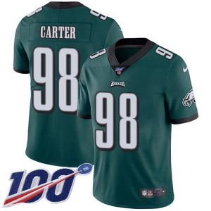 wholesale Eagles #98 Jalen Carter Green Team Color Men's Stitched NFL 100th Season Vapor Untouchable Limited Jersey