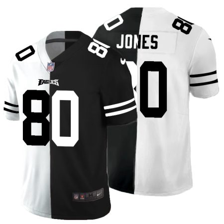 Philadelphia Eagles #80 Julio Jones Men's Black V White Peace Split Vapor Untouchable Limited NFL Jersey