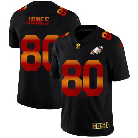 Philadelphia Eagles #80 Julio Jones Men's Black Red Orange Stripe Vapor Limited NFL Jersey