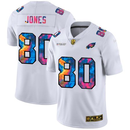 Philadelphia Eagles #80 Julio Jones Men's White Multi-Color 2024 NFL Crucial Catch Limited NFL Jersey