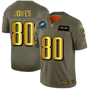 philadelphia eagles #80 julio jones nfl men's olive gold 2024 salute to service limited wholesale jersey