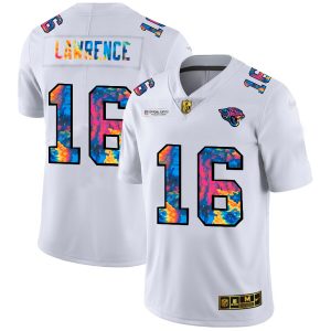 cheap Jacksonville Jaguars #16 Trevor Lawrence Men's White Multi-Color 2024 NFL Crucial Catch Limited NFL Jersey