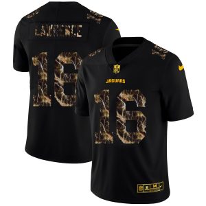 jacksonville jaguars #16 trevor lawrence men's black flocked lightning vapor limited nfl cheap jersey