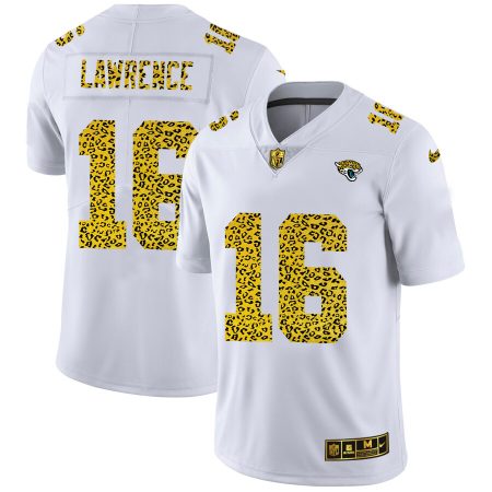 wholesale Jacksonville Jaguars #16 Trevor Lawrence Men's Flocked Leopard Print Vapor Limited NFL Jersey White